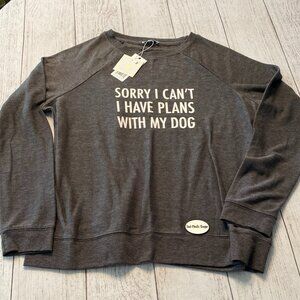 *Prep Obsessed Mary Square I HAVE PLANS WITH MY DOG Pink Crewneck Plus Pullover